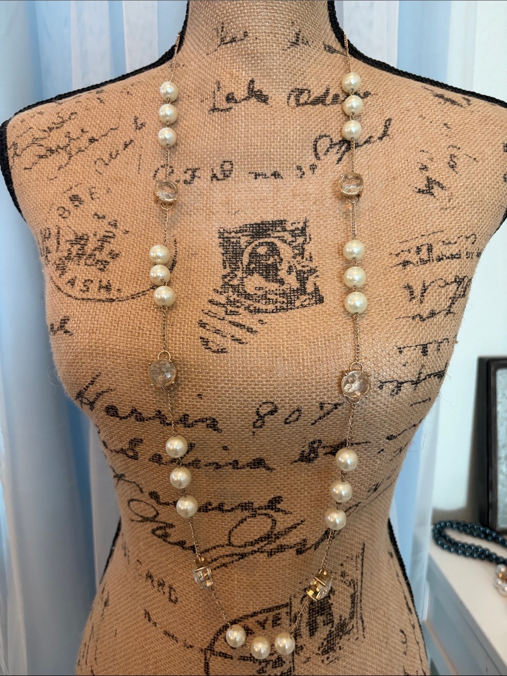 RSVP Gold-Tone and White Pearl Long Necklace